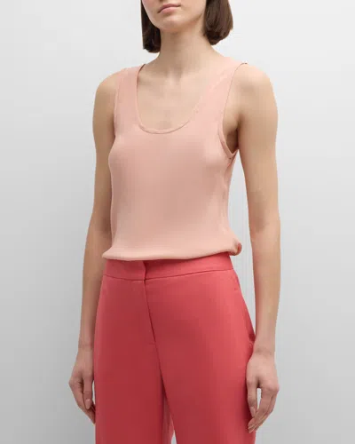 Argent Scoop-neck Matte Silk Charmeuse Tank In Pink