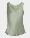 Argent Scoop-neck Shiny Silk Charmeuse Tank
