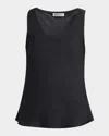 Argent Scoop-neck Silk Charmeuse Tank In Black