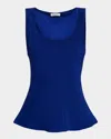 Argent Tank In Silk Charmeuse In Lapis