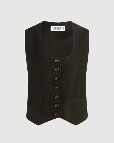 Argent Scoop Neck Waistcoat In Black