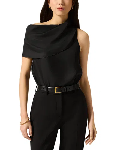 Argent Silk Funnel Neck Top In Black