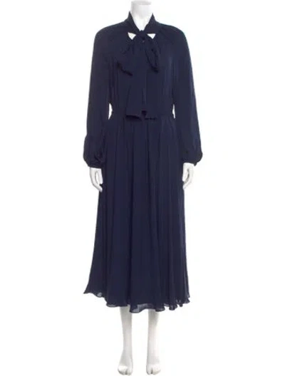Pre-owned Argent Silk Long Dress In Blue