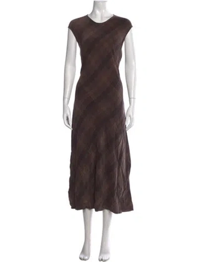 Pre-owned Argent Silk Long Dress In Brown