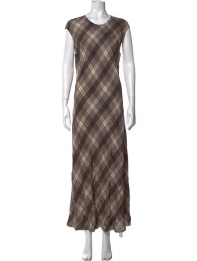 Pre-owned Argent Silk Long Dress In Brown