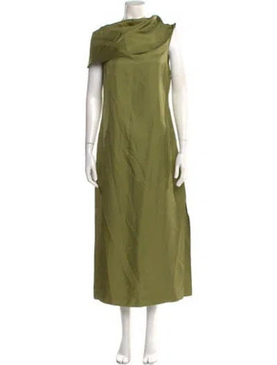 Pre-owned Argent Silk Long Dress W/ Tags In Green