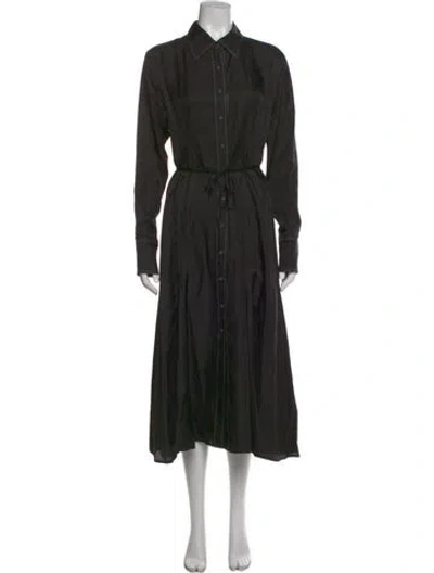 Pre-owned Argent Silk Midi Length Dress In Black