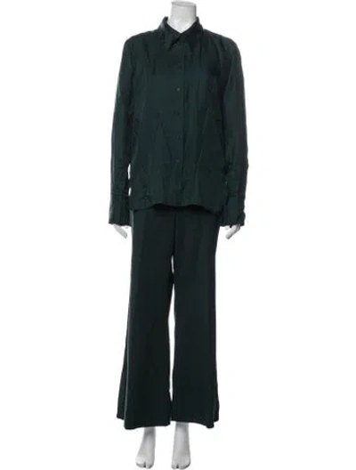 Pre-owned Argent Silk Pant Set In Green