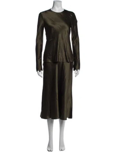 Pre-owned Argent Silk Skirt Set In Green