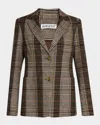 Argent Single-breasted Plaid Weekend Blazer In Coffee Beige Plaid