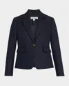 Argent Single-button Basketweave Linen Blazer