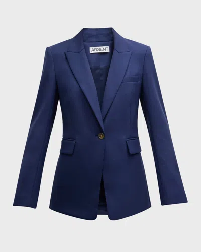 Argent Single-button Seasonless Wool Blazer In Ink
