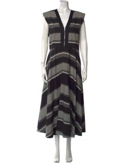 Pre-owned Argent Striped Long Dress In Black