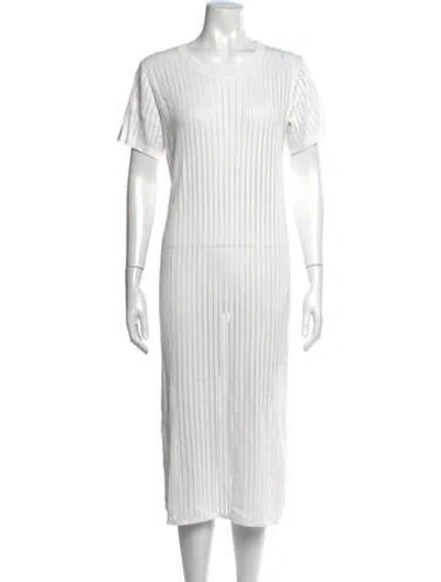Pre-owned Argent Striped Midi Length Dress In White