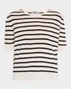 Argent Striped Wool-silk Knit Top In White/black Stripes