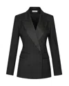 Argent Women's Satin-trim Wool Tuxedo Blazer In Black