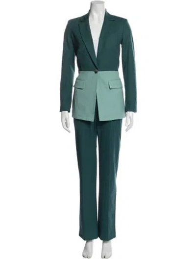 Pre-owned Argent Virgin Wool Colorblock Pattern Pantsuit In Multi