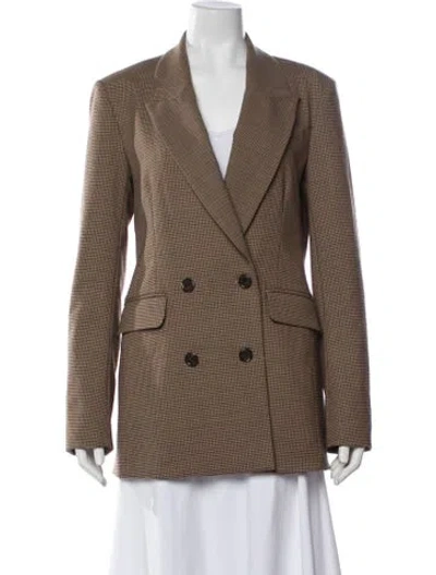 Pre-owned Argent Virgin Wool Houndstooth Print Blazer In Neutral
