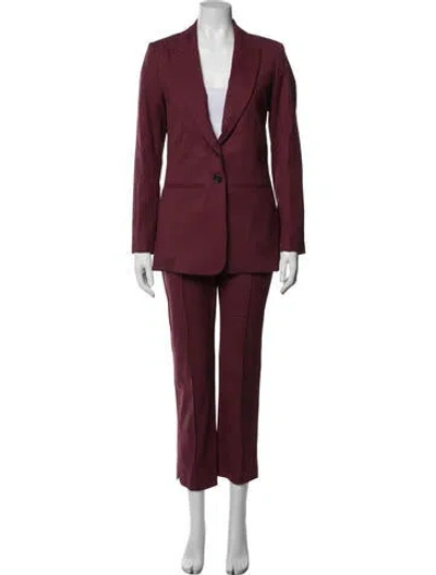 Pre-owned Argent Virgin Wool Pantsuit In Burgundy