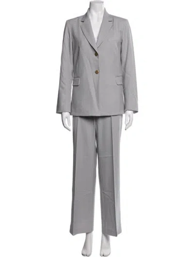 Pre-owned Argent Virgin Wool Pleated Accents Pantsuit In Grey