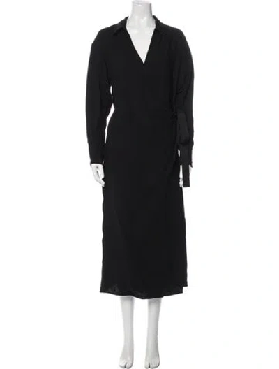 Pre-owned Argent V-neck Long Dress In Black