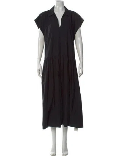 Pre-owned Argent V-neck Long Dress In Black