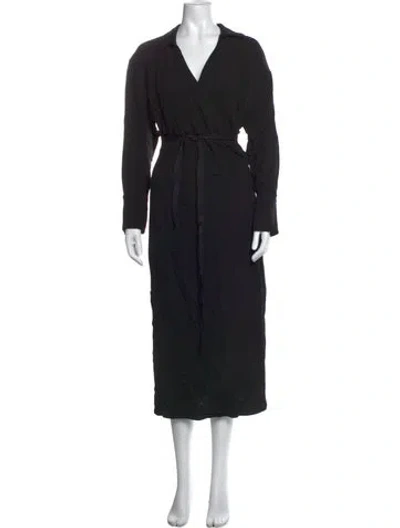 Pre-owned Argent V-neck Long Dress In Black