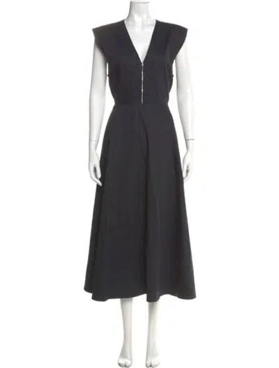 Pre-owned Argent V-neck Long Dress In Gray