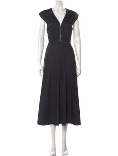 Pre-owned Argent V-neck Midi Length Dress In Black