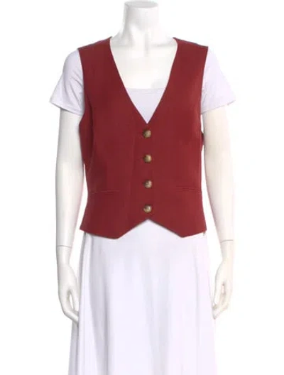 Pre-owned Argent V-neck Sleeveless Top In Brown