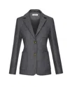 Argent Single-breasted Textured Wool Weekend Blazer In Grey