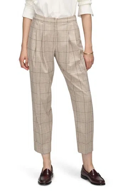Argent Windowpane Plaid Pleated Pants In Neutral
