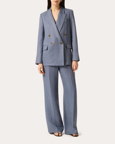 Argent Women's Basket Weave Linen Peaked Lapel Blazer In Blue