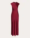 Argent Cap-sleeve Bias Viscose Satin Maxi Dress In Red