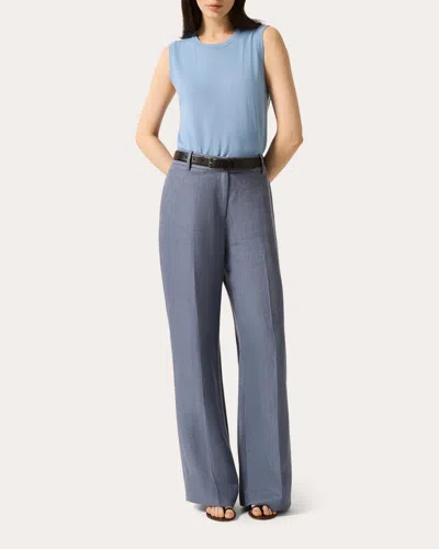 Argent Women's Fine Knit Wool-silk Sleeveless Top In Blue