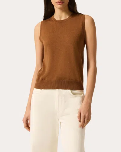 Argent Women's Fine Knit Wool-silk Sleeveless Top In Brown