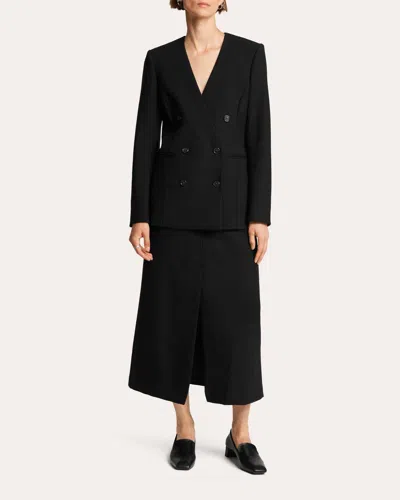 Argent Women's Heavy Wool Twill V-neck Blazer In Black