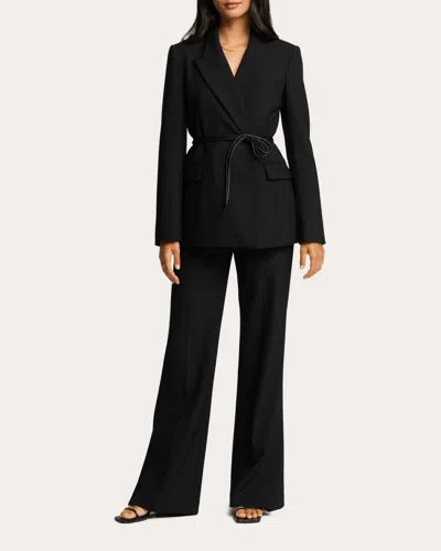 Argent Women's Lenox Heavy Wool Twill Belted Blazer In Black