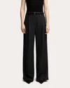 Argent Pleated Pinstripe Wide-leg Trousers In Black