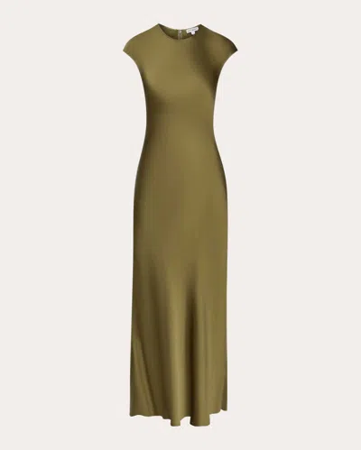 Argent Women's Bias-cut Satin Maxi Dress In Green