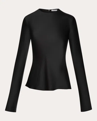 Argent Long Sleeve Bias Top In Black