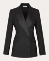 Argent Women's Satin-trim Wool Tuxedo Blazer In Black