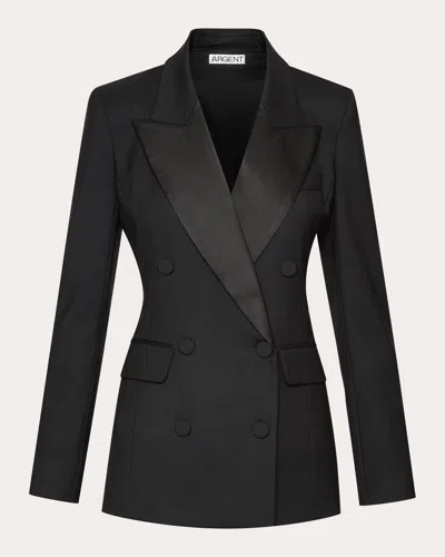 Argent Women's Satin-trim Wool Tuxedo Blazer In Black