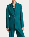Argent Notched Lapel Single Button Blazer In Green