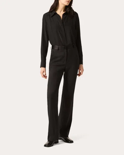 Argent Women's Seasonless Wool Silk-trim Tuxedo Trousers In Black
