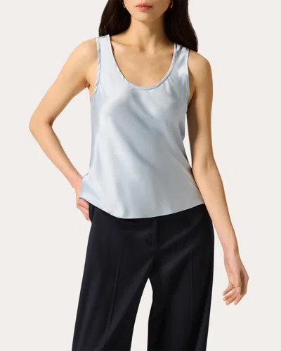 Argent Women's Silk Charmeuse Scoop Neck Tank Top In Blue