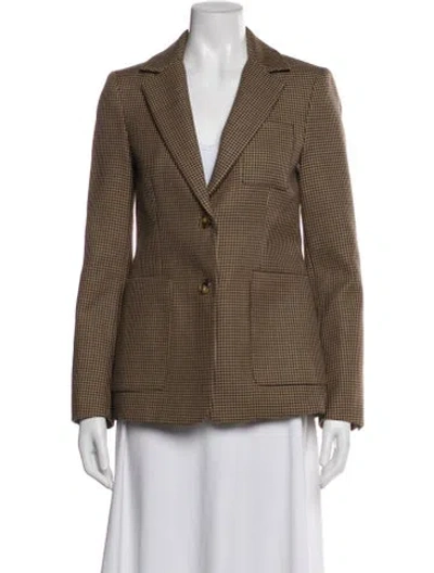 Pre-owned Argent Wool Houndstooth Print Blazer In Neutral