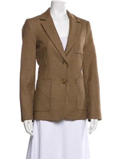 Pre-owned Argent Wool Plaid Print Blazer In Neutral