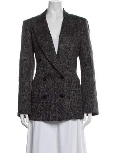 Pre-owned Argent Wool Tweed Pattern Blazer In Black