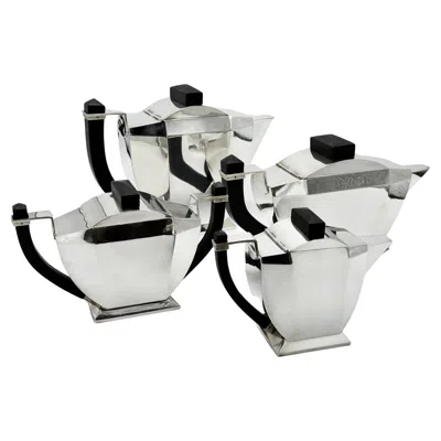 Pre-owned Argental A French Art Deco Silver Plated Coffee And Tea Set, By , Circa 1930